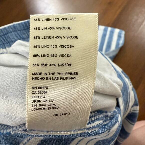 Maeve Anthropologie Linen Blue Striped Pants Beachy Coastal Boho Casual Sz 10 - Picture 7 of 7